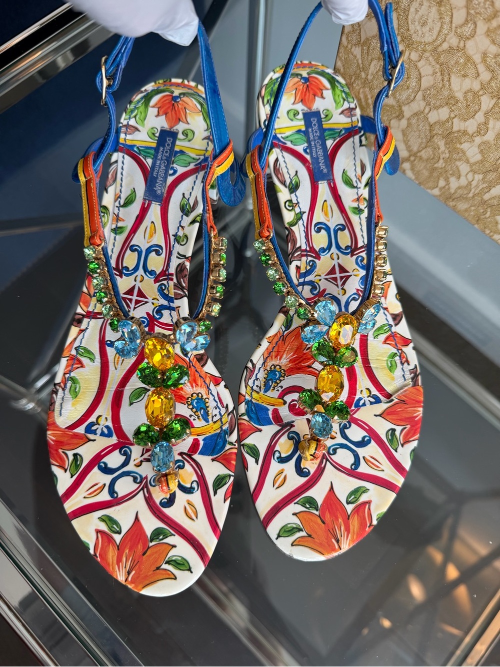 Dolce & Gabbana Majolica Jeweled Sandals. 40,5. - Picture 5 of 13